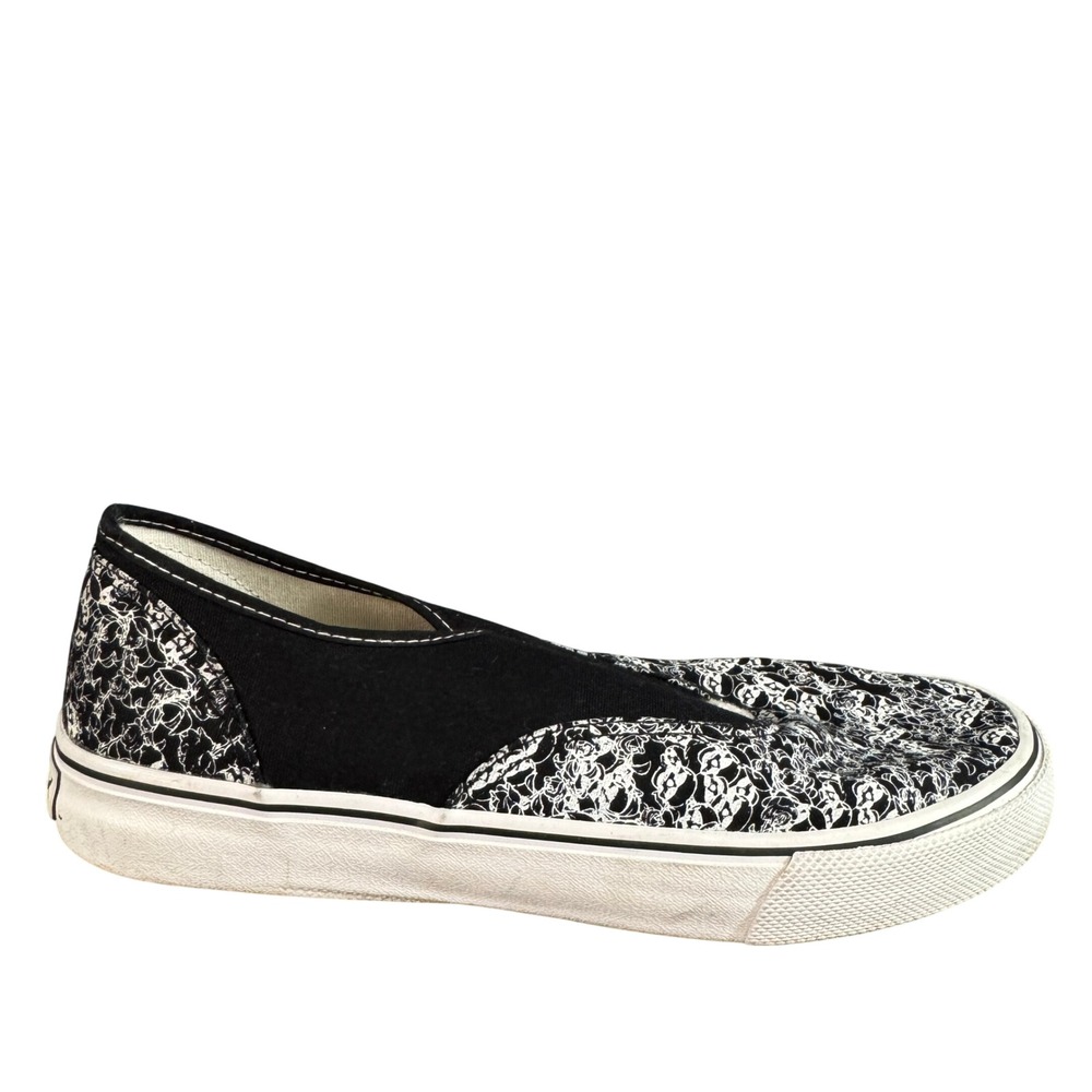 Airwalk Mens Black White Skull Print Canvas Low Top Skate Sneakers Size 9